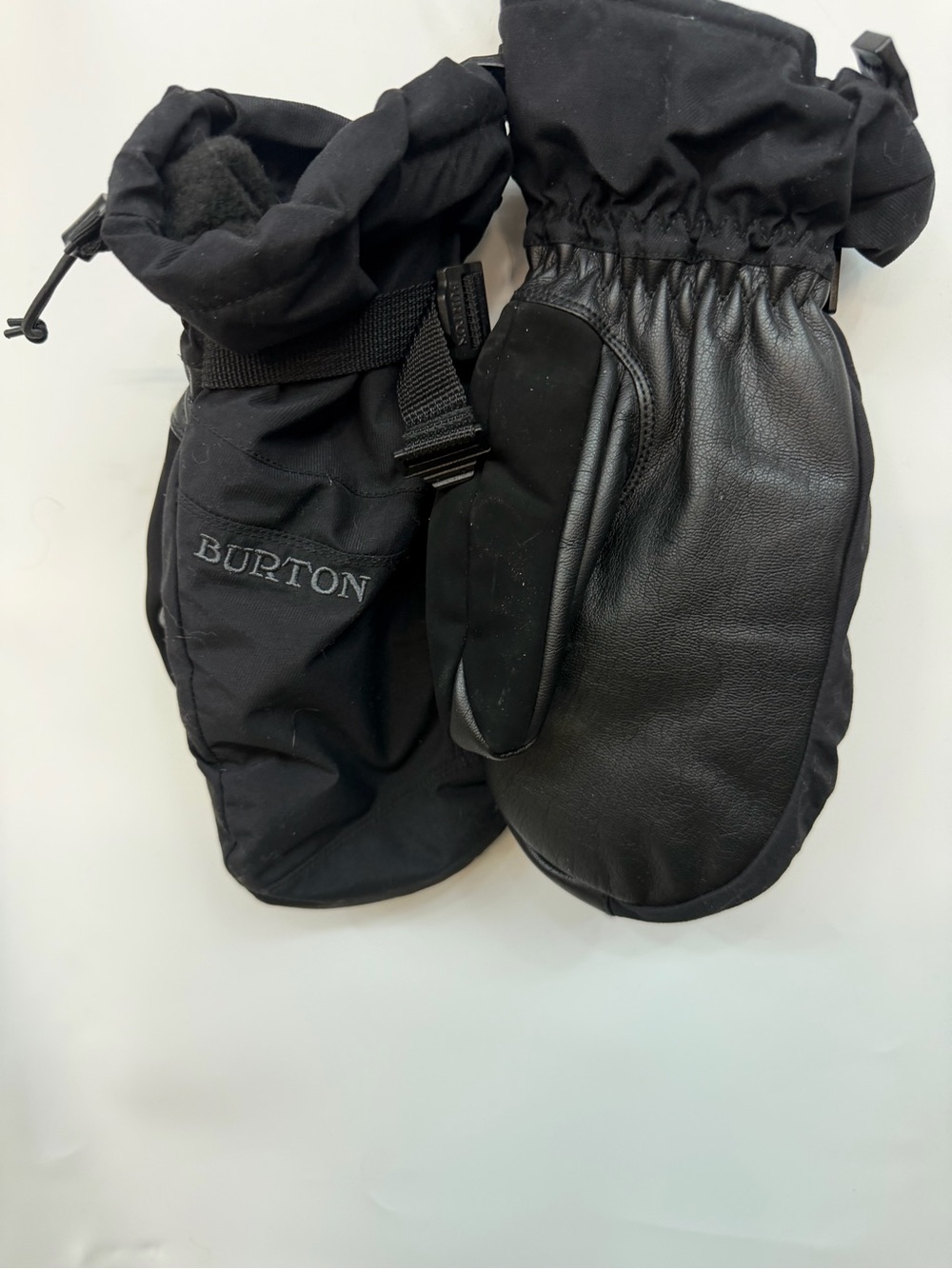 Burton Black Insulated Leather-Trim Ski Mittens men’s size large